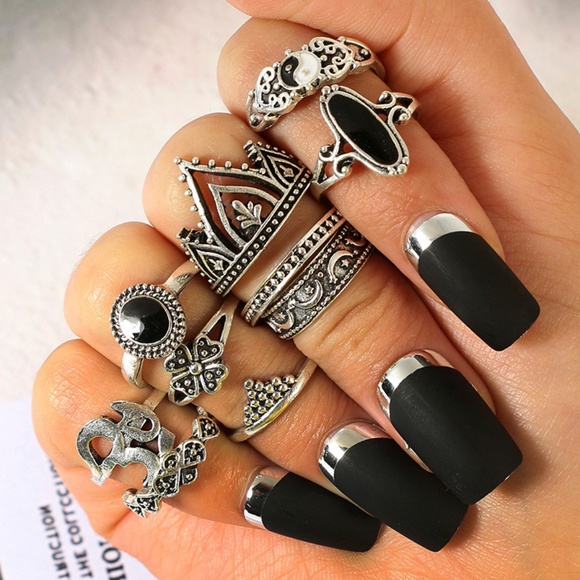 10 pc Bohemian Ring Set - Picture 4 of 6